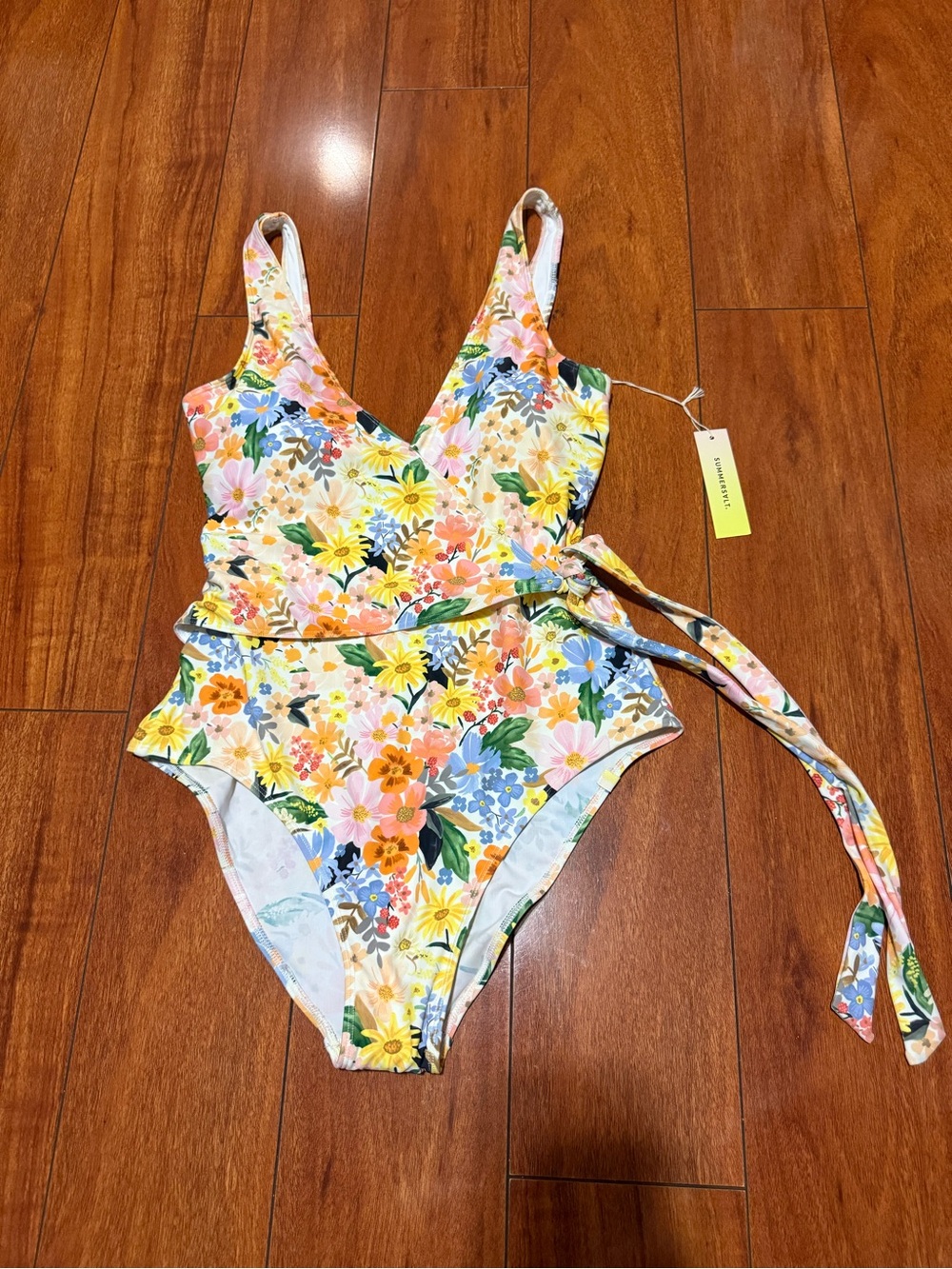 NWT | summersalt x Rifle Paper|  Marguerite Floral Wrap One-Piece Swimsuit - Picture 2 of 7